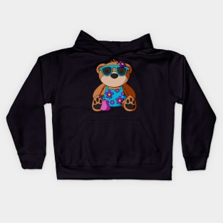 Hawaiian Vacation Girl Teddy Bear Kids Hoodie